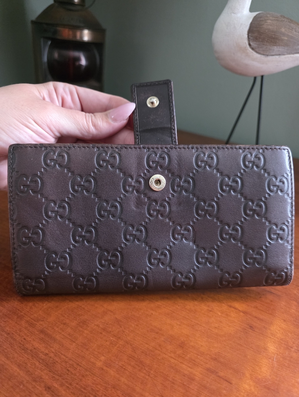 Gucci Guccissima Brown Leather Flap Wallet Gold Hardware COA - Picture 6 of 16